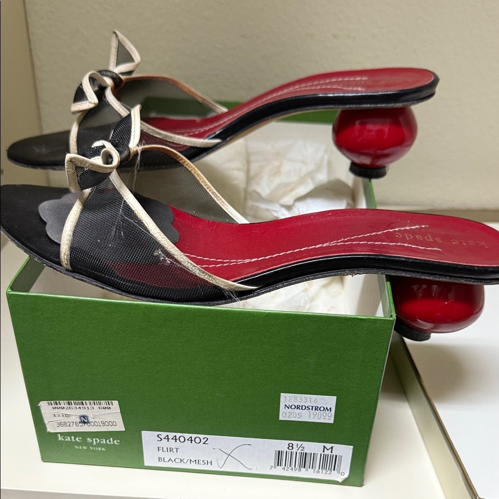 Kate Spade Black and Red Mesh Heels